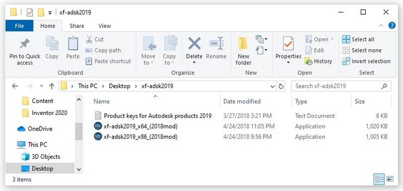 Khi này mọi người cần cho chạy tool xf-adsk2019_x64_(2018mod).exe
