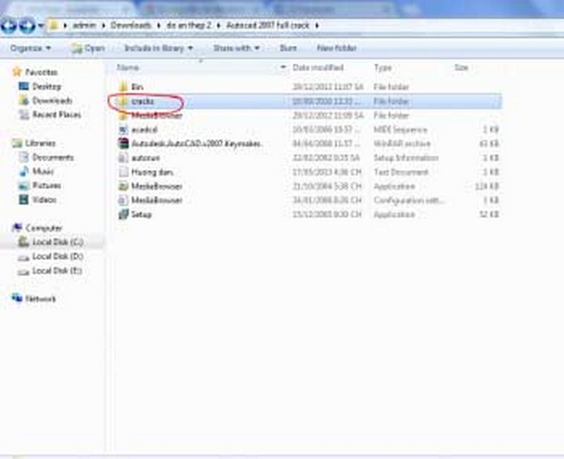 autocad 2007 mo thu muc cracks da giai nen