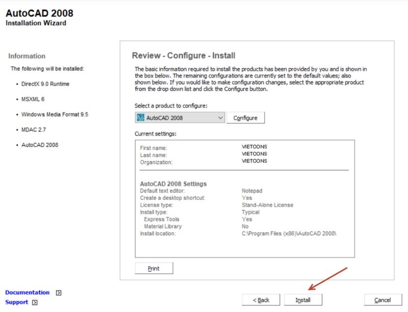 autocad 2008 chon cai dat