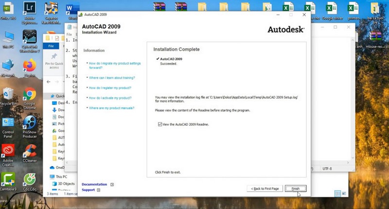 autocad 2009 ket thuc cai dat