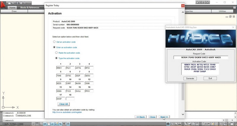 autocad 2009 nhap ma kich hoat