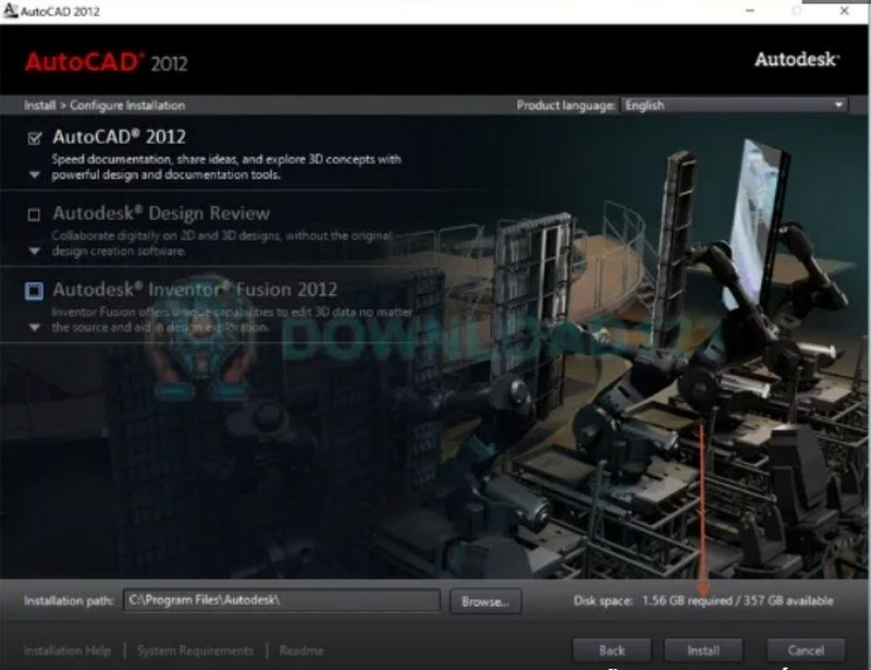 autocad 2012 hoan tat nhan nut install 1