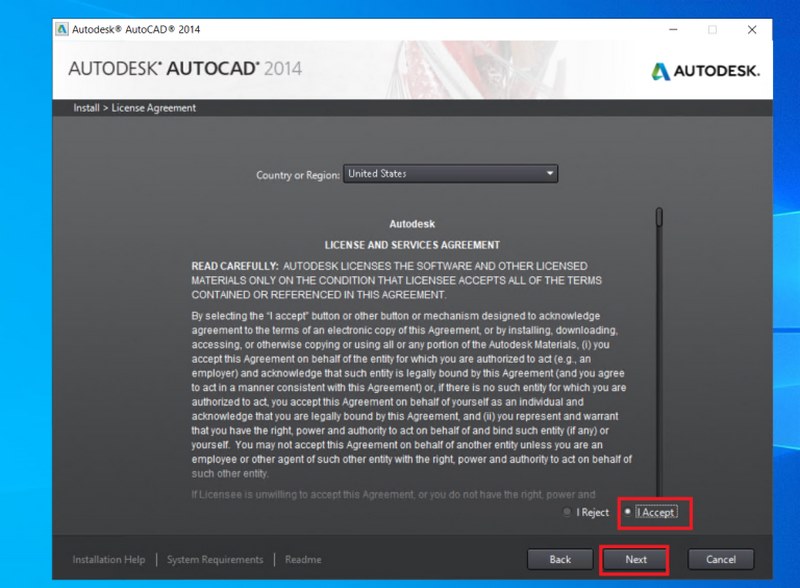 autocad 2014 dong y yeu cau su dung