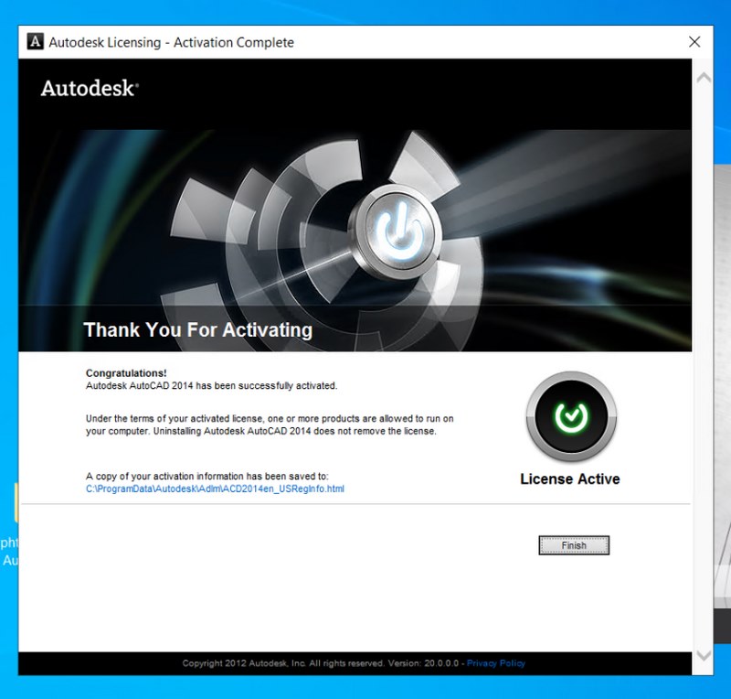 autocad 2014 ket thuc kich hoat