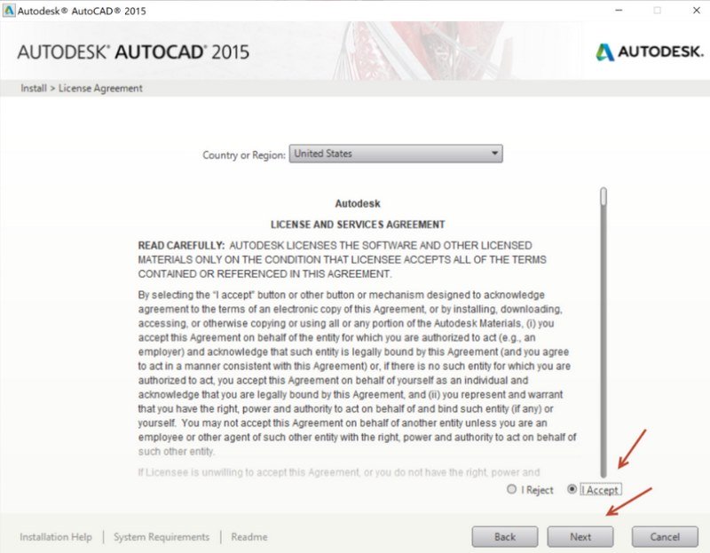 autocad 2015 dong y dieu khoan