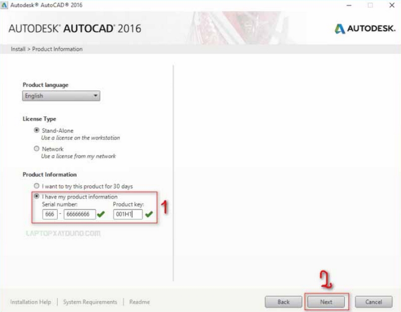 autocad 2016 nhap ma phien ban