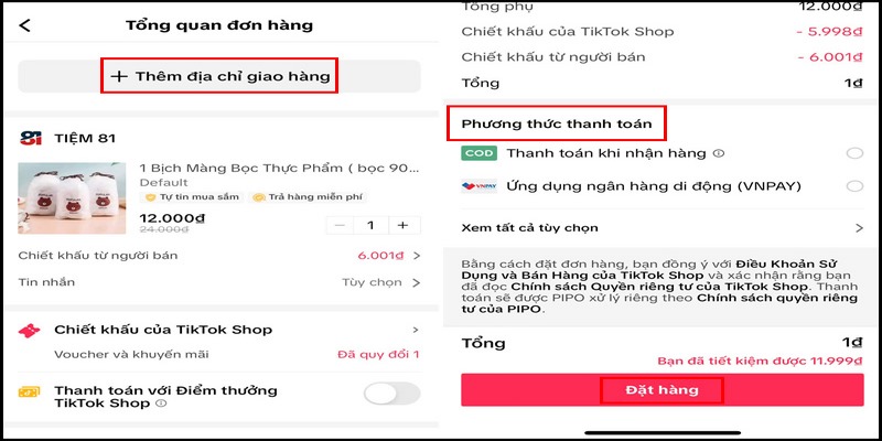 cach mua hang tren tiktok hinh thuc thanh toan