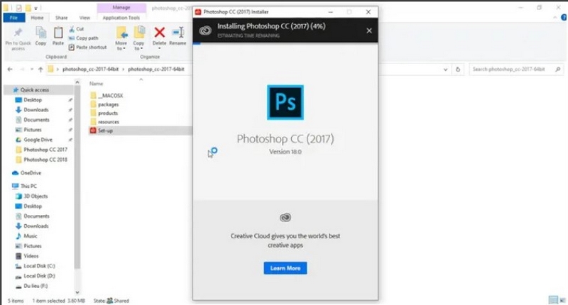 photoshop cc 2017 bam vao file Set up de khoi chay