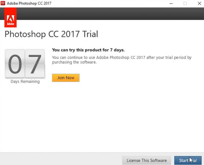 photoshop cc 2017 chon start trial