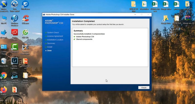photoshop cs4 ket thuc qua trinh hay click finish