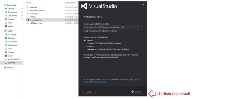 visual studio 2013 nguoi dung chon install