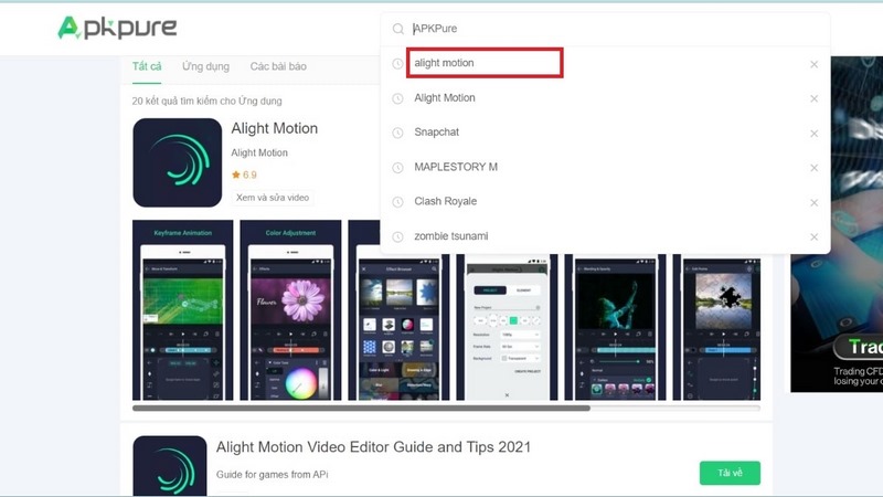 Tải Ngay Alight Motion Pro APK Cho Android – Ứng Dụng Làm Video Chuyên Nghiệp! 4 Các bạn có thể tìm thấy ứng dụng ngay trên thanh tìm kiếm