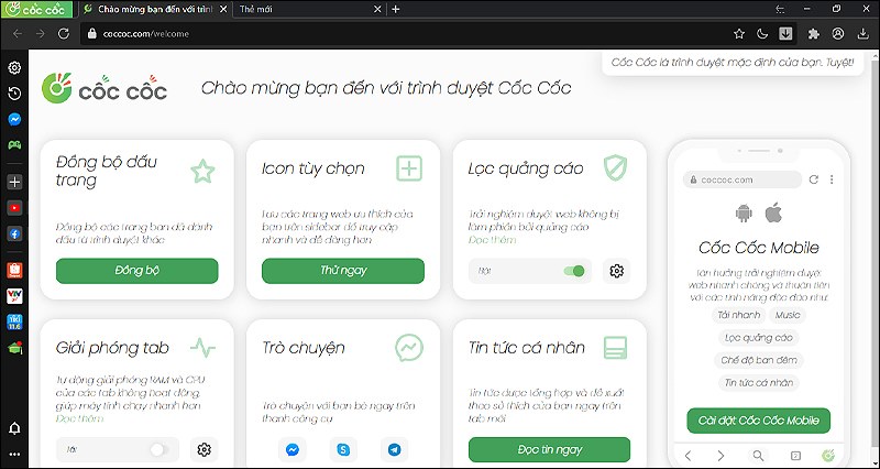Tải Miễn Phí Cốc Cốc APK Cho Android – Trình Duyệt Web Đa Năng! 5 Sau khi thành công bạn sẽ thấy trang chủ như trên đây