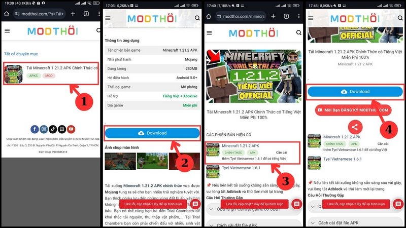 Tải Ngay Minecraft 1.21 APK Cho Android – Khám Phá Tính Năng Mới! 3 Các bạn hãy nhớ thực hiện lần lượt các bước như hình nhé