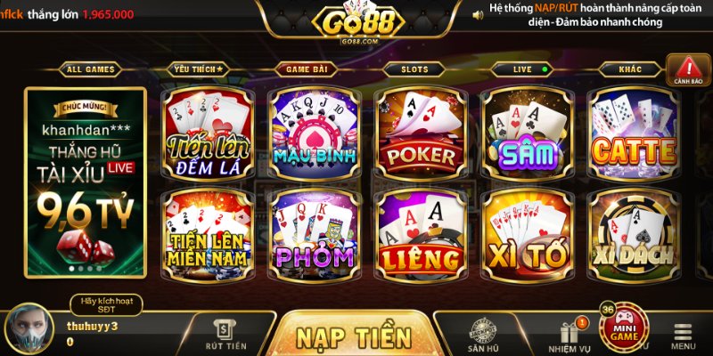 Trải nghiệm game bài Go88 đẳng cấp và uy tín