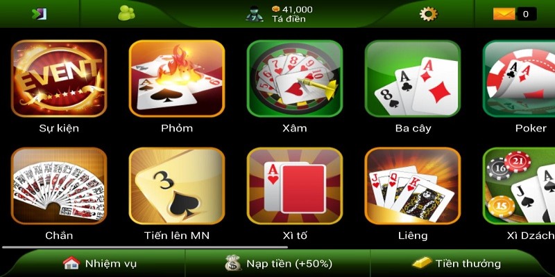 Đa dạng các tựa game bài đặc sắc