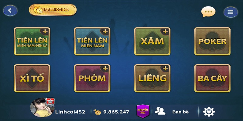 Danh mục trò chơi vô cùng đa dạng