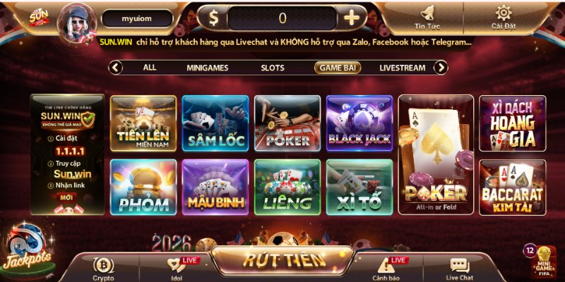 Kho game bài Sunwin đa dạng với nhiều bàn cược hấp dẫn